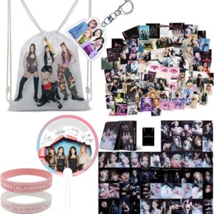 ZPPLD Blackpink Set de artículos de merchandising, artículos para fans, set de regalo Kpop Blackpink con mochila, pegatinas pulsera, tarjetas fotográficas y llavero