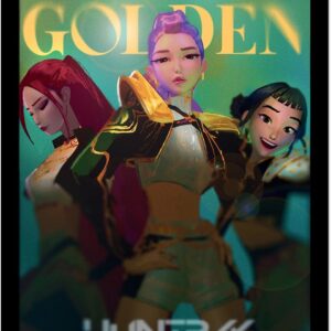 Pyramid International Póster de coleccionista K-POP Demon Hunter (dorado) de 30 cm x 40 cm, enmarcado para coleccionista, con licencia oficial, listo para colgar, tamaño único