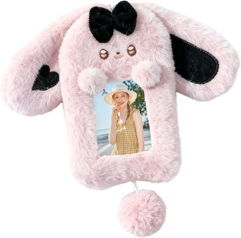 Photocards Decoracion Kpop, Photocard Holder, Soporte Para Fotos, Lindo Peluche Funda Para Cartas, Peluche Conejo Rosa Card Sleeves, Top Loaders For Cards,Soporte Para Tarjetas Fotográficas