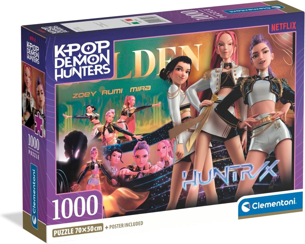 Clementoni Puzzle de 1000 Piezas para Adultos y niños, ilustración con Tema K-Pop Demon Hunters, Idea de Regalo, Fabricado en Italia, 70 x 50 cm, póster Incluido, 37126